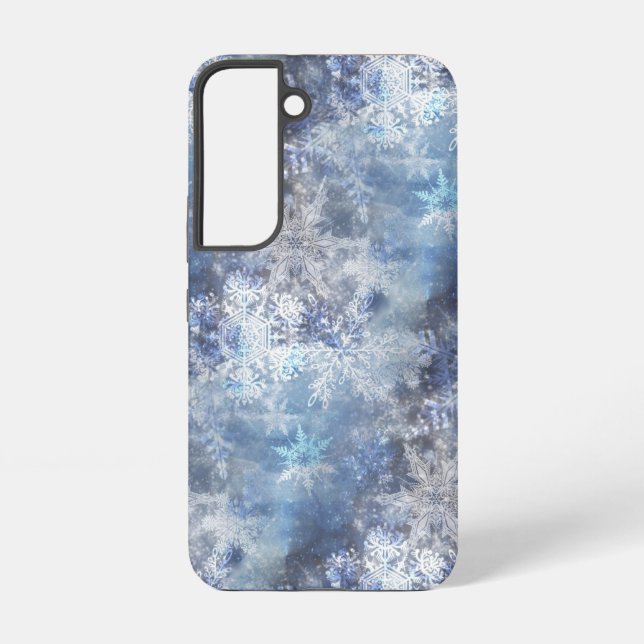 Coque Samsung Galaxy Motif de Noël bleu texturé de glace et de neige (Verso)