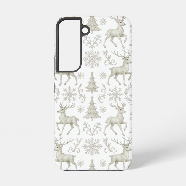 Coque Samsung Galaxy Motif de Noël rustique moderne argent/blanc (Verso)