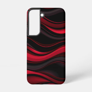 Coque Samsung Galaxy Motif de vagues noir et rouge, design abstrait aud