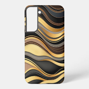 Coque Samsung Galaxy Motif de vagues noir, or et gris 