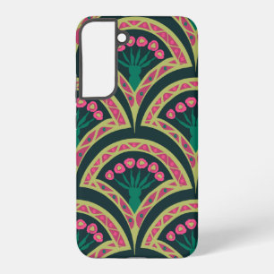 Coque Samsung Galaxy Motif de ventilateur floral rose et vert
