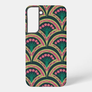Coque Samsung Galaxy Motif de ventilateur floral rose et vert