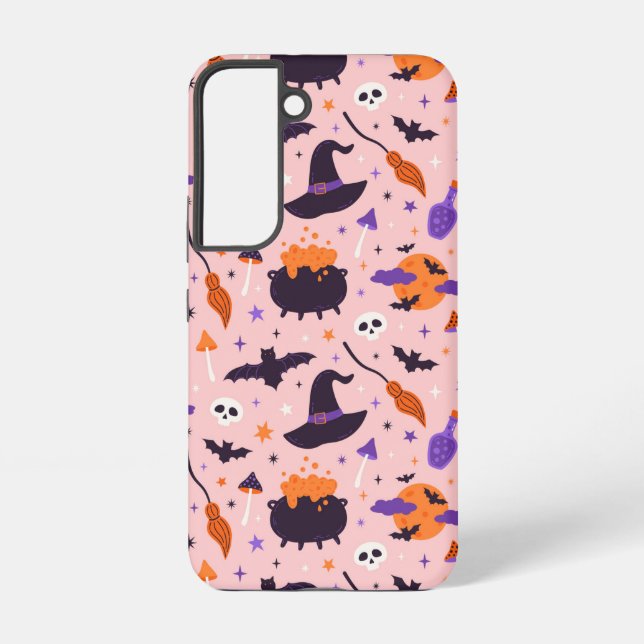 Coque Samsung Galaxy Motif d'Halloween mou et rose (Verso)
