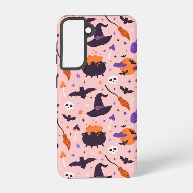 Coque Samsung Galaxy Motif d'Halloween mou et rose (Verso)