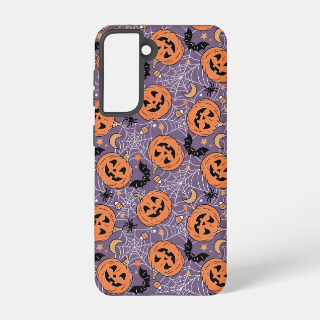 Coque Samsung Galaxy Motif d'Halloween violet Jack-O-lanterne (Verso)