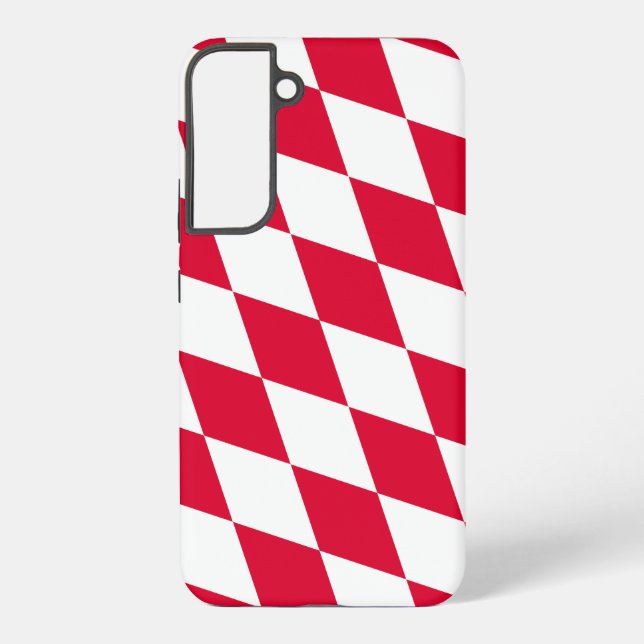 Coque Samsung Galaxy Motif du drapeau diamant de Bavière rouge et blanc (Verso)