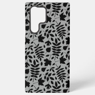 Coque Samsung Galaxy Motif Feuille tombé noir sur gris