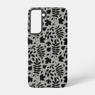 Coque Samsung Galaxy Motif Feuille tombé noir sur gris