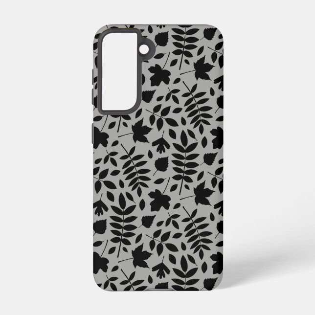 Coque Samsung Galaxy Motif Feuille tombé noir sur gris (Verso)