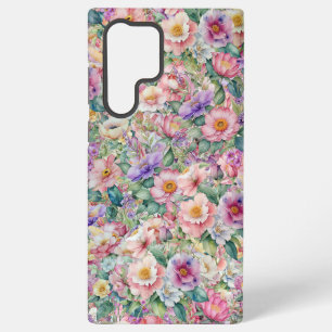 Coque Samsung Galaxy Motif floral à l'aquarelle, fond floral 