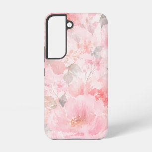 Coque Samsung Galaxy Motif floral aquarelle rose poudré
