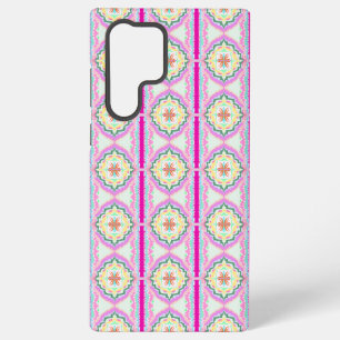 Coque Samsung Galaxy Motif floral géométrique rose et or chic
