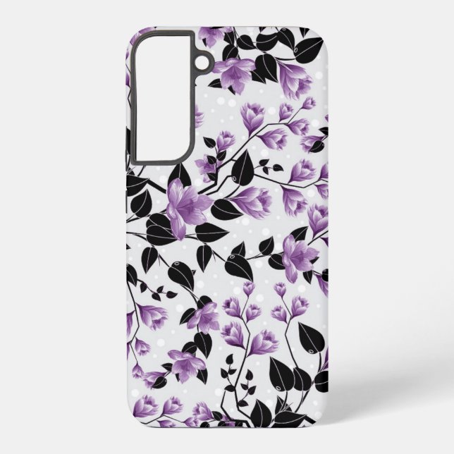 Coque Samsung Galaxy Motif floral pourpre (Verso)