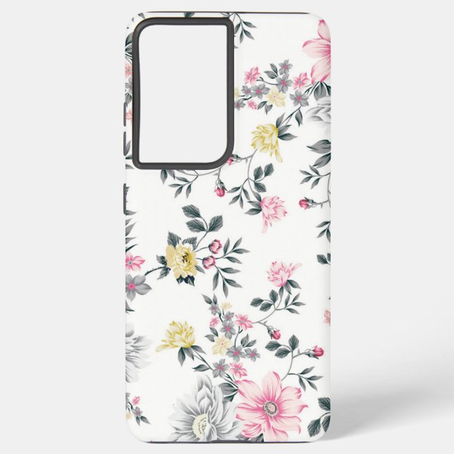 Coque Samsung Galaxy Motif floral rose jaune (Verso)