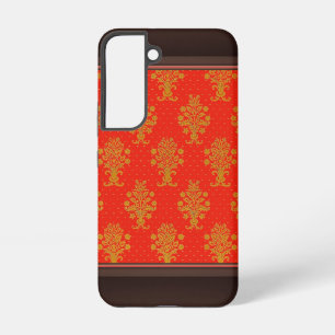 Coque Samsung Galaxy Motif Floral Rouge Et Or