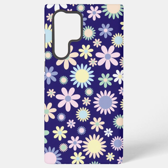 Coque Samsung Galaxy Motif floral sur fond bleu (Verso)