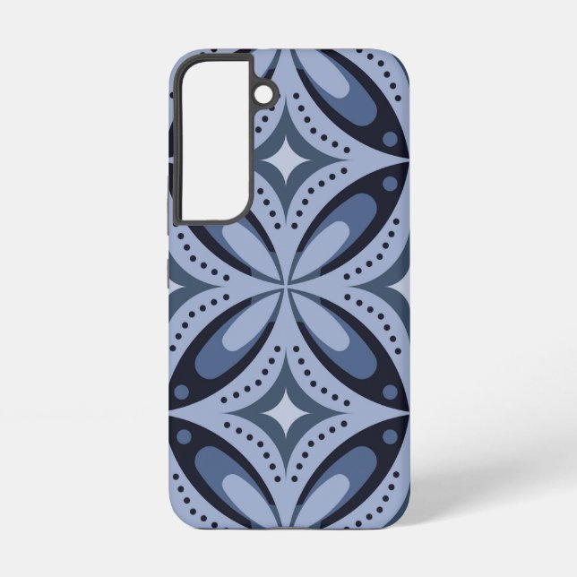 Coque Samsung Galaxy Motif géométrique bleu de style rétro (Verso)