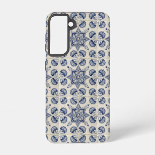 Coque Samsung Galaxy Motif géométrique bleu vintage