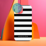 Coque Samsung Galaxy Motif Gras noir et blanc<br><div class="desc">Rugby Stripes - A preppy pattern with bold stripes and a first and last name. If your art still needs to be adjusted,  click on the Customize This button. This veut take you to a design area where you can move things around and even change fonts !</div>