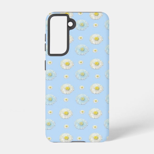 Coque Samsung Galaxy Motif marguerrier sur arrière - plan bleu clair (Verso)