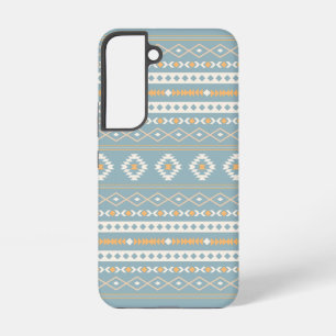 Coque Samsung Galaxy Motif mixte aztèque orange bleu crème