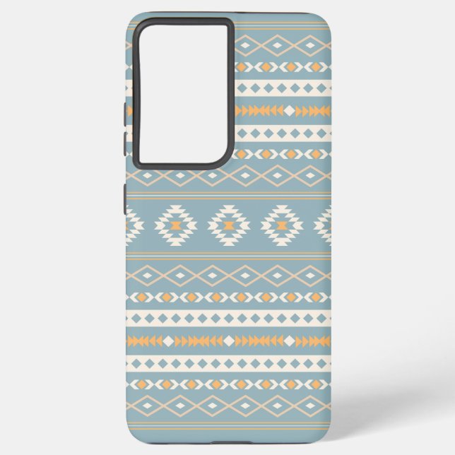 Coque Samsung Galaxy Motif Motif Mixte Aztec Crème Bleu Orange (Verso)