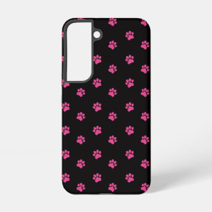 Coque Samsung Galaxy Motif Patte de Chat Fuchsia sur Fond Noir