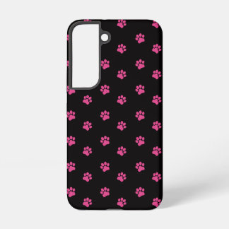 Coque Samsung Galaxy Motif Patte de Chat Fuchsia sur Fond Noir