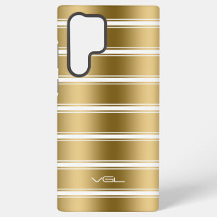 Coque Samsung Galaxy Motif rayures or et blanc