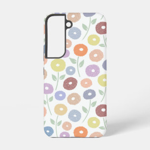 Coque Samsung Galaxy Motif Répété Fleur Floue Pastels sur Blanc