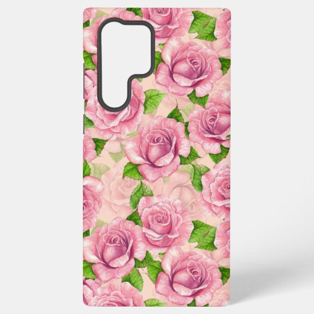 Coque Samsung Galaxy Motif rose d'aquarelle rose (Verso)