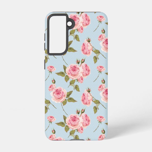 Coque Samsung Galaxy Motif rose et Pois (Verso)