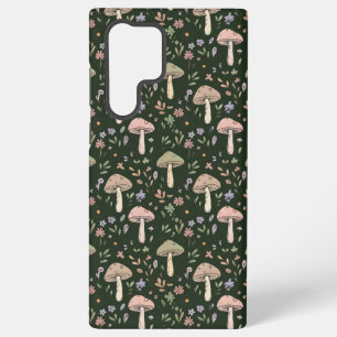 Coque Samsung Galaxy Motif sans couture de champignons vert olive terre