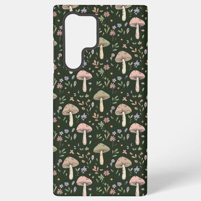 Coque Samsung Galaxy Motif sans couture de champignons vert olive terre (Verso)