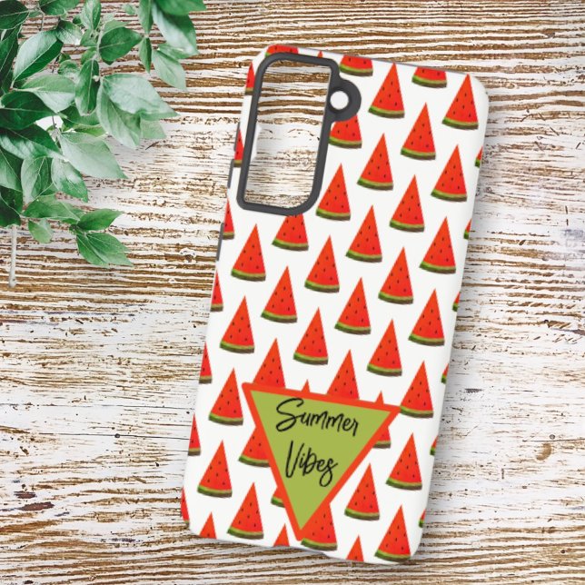 Coque Samsung Galaxy Motif Tranches de Pastèque Ambiance Été (phone case back with template text)