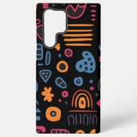 Motif tribal abstrait néon géométrique noir