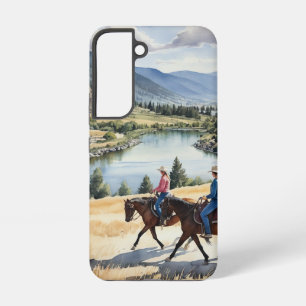 Coque Samsung Galaxy Mountain Wilderness Lake Horses Riding