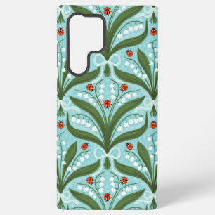Coque Samsung Galaxy Muguet et coccinelles symétrie en vert,
