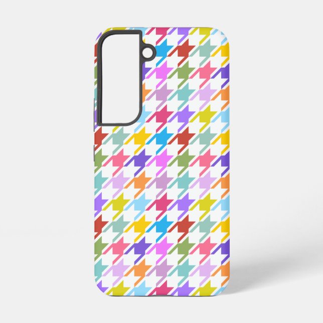 Coque Samsung Galaxy Multicolor Houndstooth+Motif blanc (Verso)