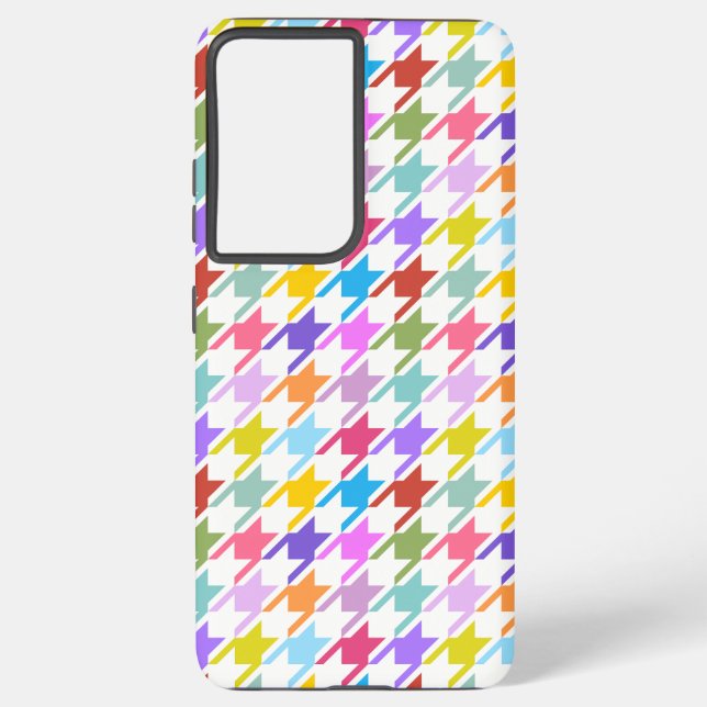 Coque Samsung Galaxy Multicolor Houndstooth+Motif blanc (Verso)