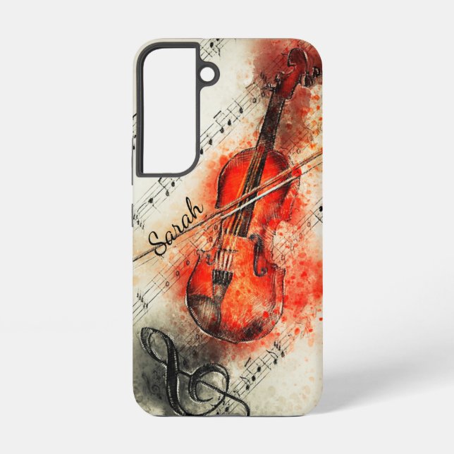 Coque Samsung Galaxy Musique Violon Musicien Musicien Nom personnalisé (Verso)