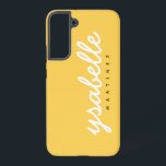 Coque Samsung Galaxy Mustard Jaune Simple Bold Nom du script<br><div class="desc">Mustard Yellow Simple Bold Nom du script Samsung Galaxy S22  Coque</div>