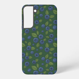 Coque Samsung Galaxy Myrtilles sur fond vert foncé
