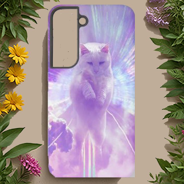 Coque Samsung Galaxy Mystic Purple Chat Surreal Galaxy Coque Art (Créateur téléchargé)