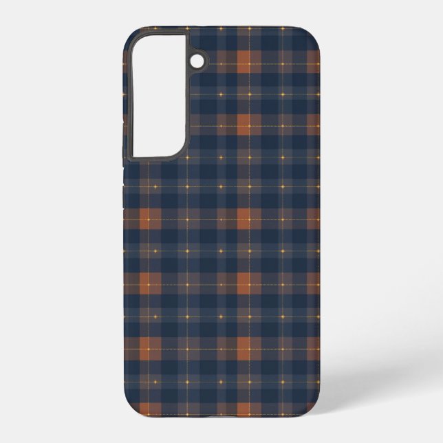 Coque Samsung Galaxy Navy and Brown Plaid Pattern (Verso)