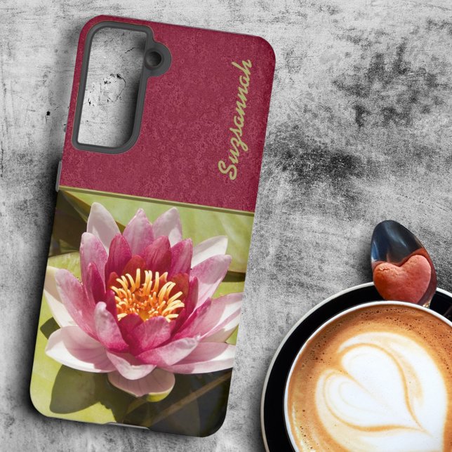 Coque Samsung Galaxy Nénuphar rose (phone case back with template text)