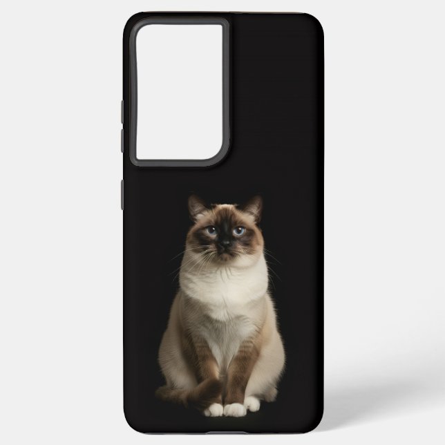 Coque Samsung Galaxy Noir 4 Luxe Galaxy S21 Plus, Chat Birman (Verso)