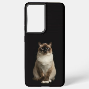 Coque Samsung Galaxy Noir 4 Luxe Galaxy S21 Ultra, Chat Birman
