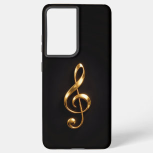 Coque Samsung Galaxy Noir 4 Luxe Galaxy S21 Ultra, Clé de Sol Dorée