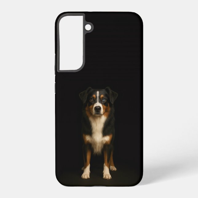 Coque Samsung Galaxy Noir 4 Luxe Galaxy S22 Plus, Aussie Shepherd (Verso)